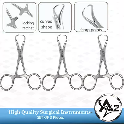 3 Pcs Backhaus Towel Clamp Forceps 3.5  Surgical Medical O.R Grade Instruments • $10.99