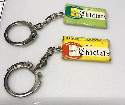 Vintage Chiclets Chewing Gum Peppermint Lemon Coated Lot Of 2 Keychain Key Ring • $12.99