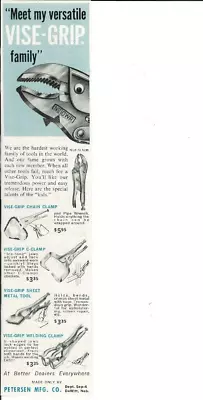 1963 VISE-GRIP Pliers Pipe Wrench C Chain Clamp Petersen Mfg. Vintage Print Ad • $4.95