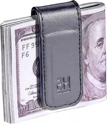 Slim Magnetic Money Clip Genuine Leather Business Card Holder For Men • $16.79