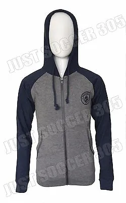 Manchester City Hoodie Thin Summer Light Zip Up Jacket Grey Youth Kids Boys • $24.99