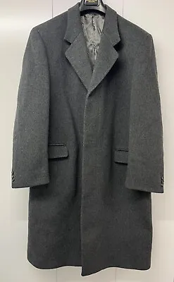 Kindler Long Coat Overcoat Mens Dark Grey XL Wool Cashmere Blend Made In England • $56.83