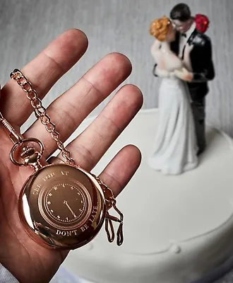 PERSONALISED Wedding Pocket Watch SEE YOU Engraved Metal Case Groom To Be Date • £39.95