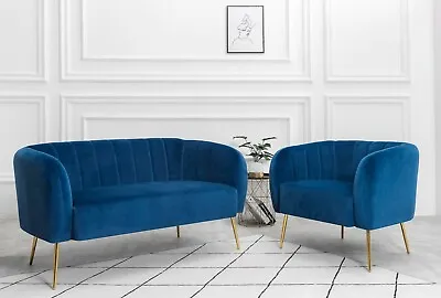 Velvet Upholstered Oyster Armchair  Tub Chair Living Bed Room Sofa Lounge • £179.99