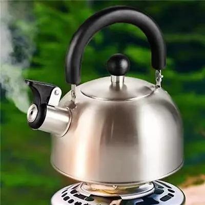 2L Camping Whistling Travelling Kettle Teapot Coffee Pot Portable Travel Hiking • £9.99