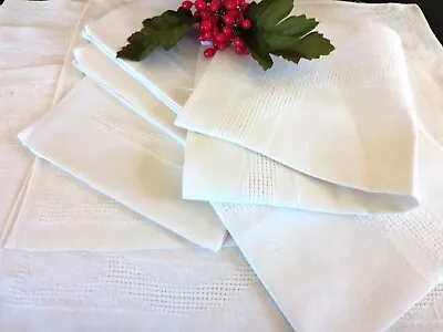 Elegant Vintage White Irish Linen  Napkins Set Of 6 • $19