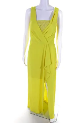 BCBG Max Azria Women's Spaghetti Strap Lace Wrap Sundress Yellow Size 6 • $40.81