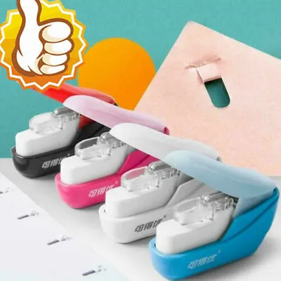 Stapleless Stapler Paper Portable School Office Supply Staple-Free 4 Colors • £7.20