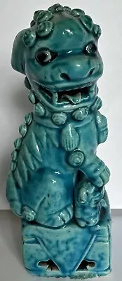 Vintage Chinese Export Turquoise Blue Green Glaze Porcelain Female Foo Dog 6.5” • $45