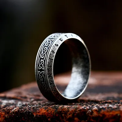 Men Women Vintage Celtic Knot Wedding Ring Solid Titanium Retro Viking Rune Band • $11.98