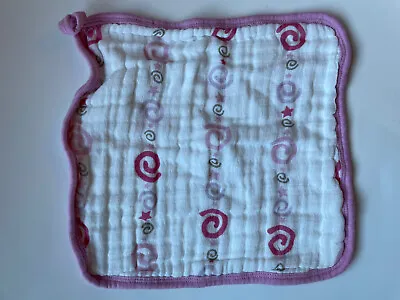 Aden Anais Pink Swirls 100% Cotton Muslin Square Wash Cloth Lovey  • $9.99