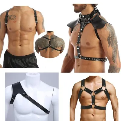 Men Body Chest Harness Shoulder Strap Gothic Punk Party Clubwear Cosplay Costume • £9.19