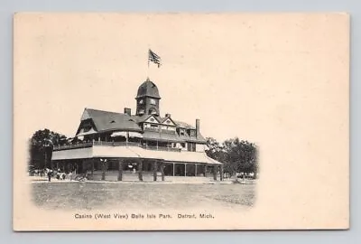 DETROIT MICHIGAN Belle Isle Park Casino West View 1906 UDB Vintage Postcard 3 • $3.99