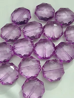 £3 • Buy 15 Octagon Beads, Faceted Beads, Purple, 24mm X 12mm, 1.8mm Holes (MB 111)