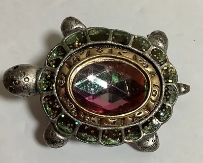 Vintage Turtle Pin Brooch Rhinestone Sea Tortoise Long Life Plated Jewelry Gift • $5.99