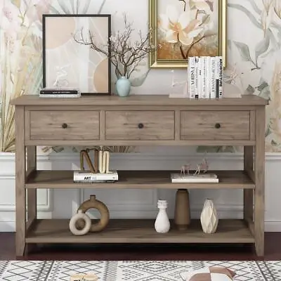 47.2  Wood Console Table With 3 Drawers Storage Shelf Sofa Side Desk Entryway • $135.99