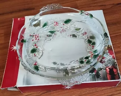 Mikasa  Holiday Bloom   Large Crystal Platter 15.75  Christmas  • $32.99