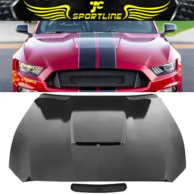 Fits 15-17 Ford Mustang Front Hood Scoop GT-350 Style Unpainted Black Aluminum • $873.99