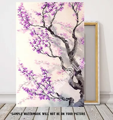 £29.99 • Buy Japanese Purple Pink Floral Canvas Picture #771 Japanese Framed Canvas Wall Art