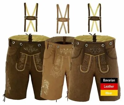 £28.99 • Buy Oktoberfest Beerfest  Lederhosen Shorts SYNTHETIC  Leather  Matching Suspenders