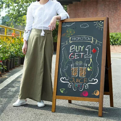 Large Folding Business Cafe Shop Blackboard A Frame Wood Chalkboard Universal • $35.98