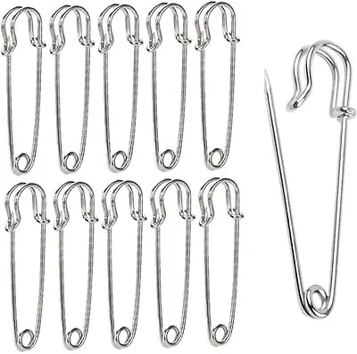 4 Inch Large Safety Pins Strong Metal Kilt Pins Nappy Pins Safety Lock Extra La • £5.69