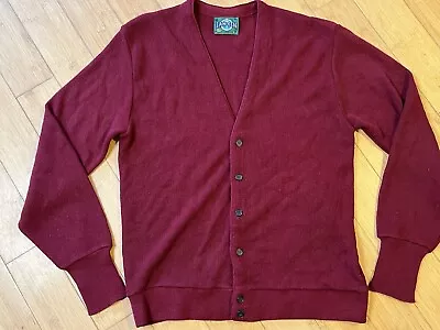 Vintage Men’s Medium Jantzen 80’s Maroon Cardigan Sweater Made In USA • $23