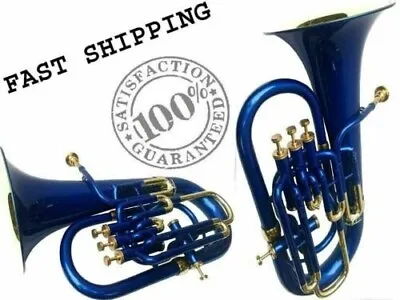 Euphonium 4 Valve Blue Color BB/F Pitch With Hard Case Bag And Mouthpiece • $413.99