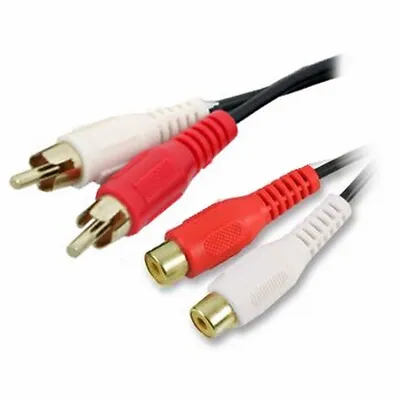 £2.34 • Buy RCA Phono Twin Plugs To Sockets EXTENSION CABLE Red/White Audio Lead GOLD  0.5m