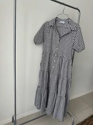 Ebony And I  Maxi Dress Black Ladies Sz 8 Checkered Black /  White Casual Trendy • $25