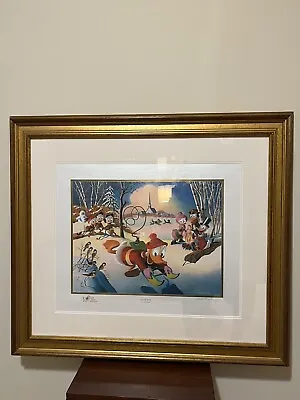 Disney’s “Snow Fun” Litho By Carl Barks #17/100. Gold Plate Edition COA. • $799