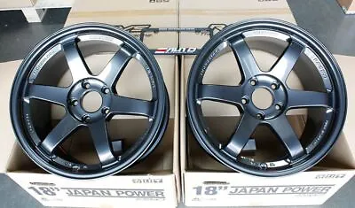 Rays Volk TE37SL Diamond Black Wheel Rim 18  18x9.5 +22 5x114 Set Of 4 *18lbs* • $3428