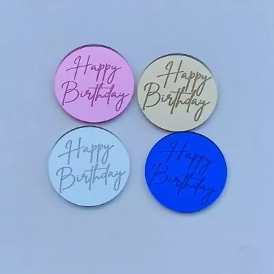 Personalised Cake Charm Acrylic Disc Happy Birthday Merry Christmas (Any Text) • £1.50