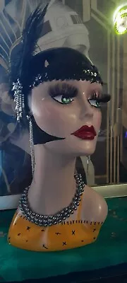   Hand Painted Mannequin Artdeco Retro  Lady Head  Display Hats Wig.refurbished  • £49.99