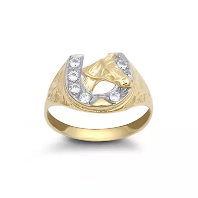 Horse Shoe/Head Ring 9ct Yellow Gold • £346.78