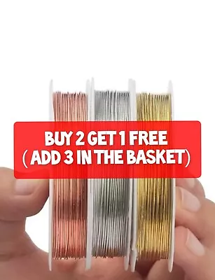 £2.69 • Buy Rhodium Gold Copper Plated Beading Wire Craft 0.2mm - 0.7mm Jewelry Making