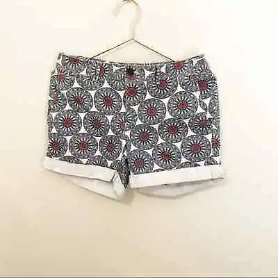 Banana Republic Factory Mid Rise Blue Floral Sunflower Shorts Size 4 • $15.98