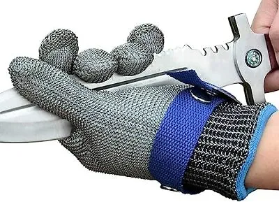 A9 Cut Resistant Glove Food Grade Stainless Steel Wire Mesh Metal Gloves • $23.81