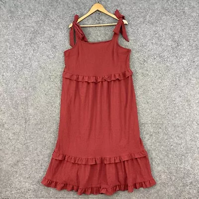 $24.95 • Buy ASOS Womens Dress Size 16 Red Sleeveless Midi Shift Square Neck 11927