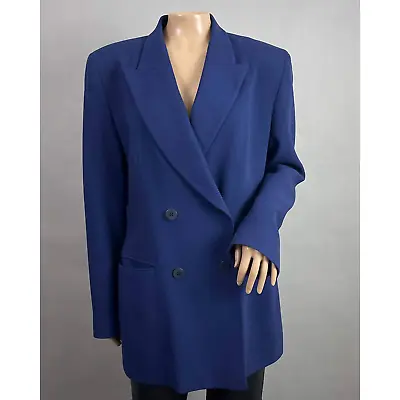 MIssoni Donna Vtg Blazer Women USA 10 Navy Blue 100% Wool Italy Double Breasted • $49.99