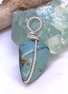 Mexican Turquoise Minimalist Pendant Sterling Silver Designer Made New Jewelry • $21