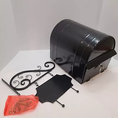 Mailbox Large Locking Post Or Wall Mount Mailbox Black New Dropbox With Key • $50