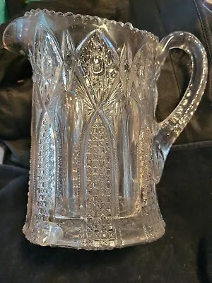 Large Clear Pressed Glass Pitcher Vintage Millersburg Glass Co. • $22