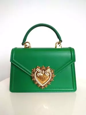 Auth Dolce & Gabbana Green Small Devotion Top Handle Bag • $1155