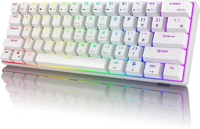 Royal Kludge RK61 TriMode RGB Hot Swappable Mechanical Keyboard White Red Switch • $89.50