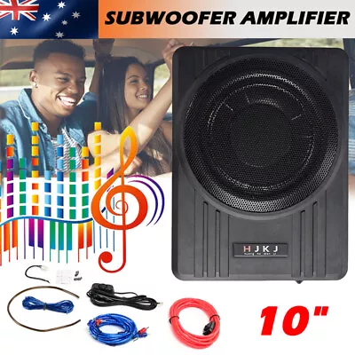 10'' Car Subwoofer Under-Seat 600W Amplifier Speakers Audio Sub Woofer Slim Box • $107.95