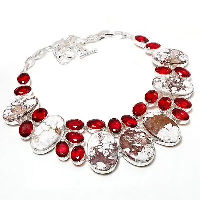 Wild Horse Mozambique Garnet Gemstone Ethnic Gifted Jewelry Necklace 18  BN 5341 • $18.52
