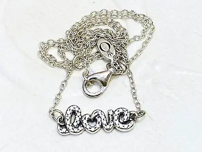 $65 • Buy Authentic Pandora CZ Signature Of Love Necklace 45cm Chain 590415 Retired