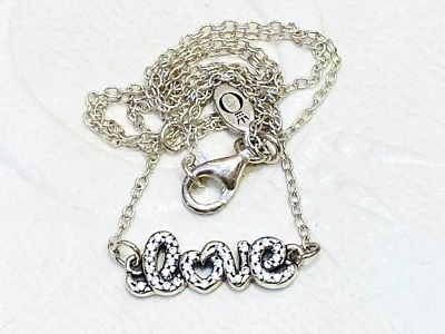 $65 • Buy Authentic Pandora CZ Signature Of Love Necklace 45cm Chain 590415 Retired