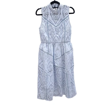 $67 • Buy ZIMMERMANN DRESS SIZE 1 Baby Blue Cotton Broderie Anglaise Summer Midi VGUC
